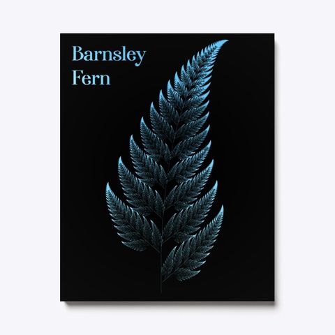 Barnsley Fern Fractal Blue, Canvas Print